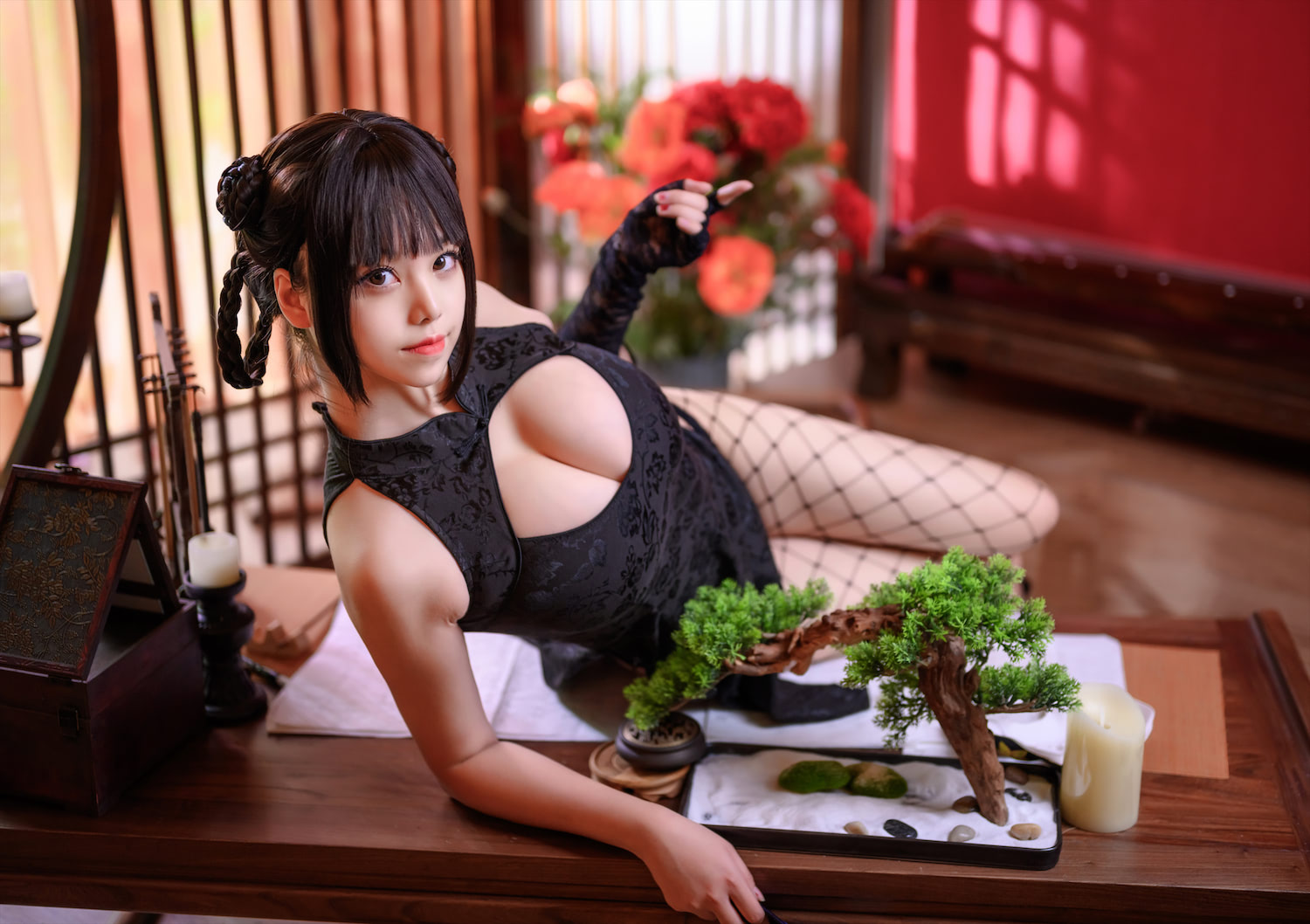 蜜汁猫裘魔女旗袍55图插图3